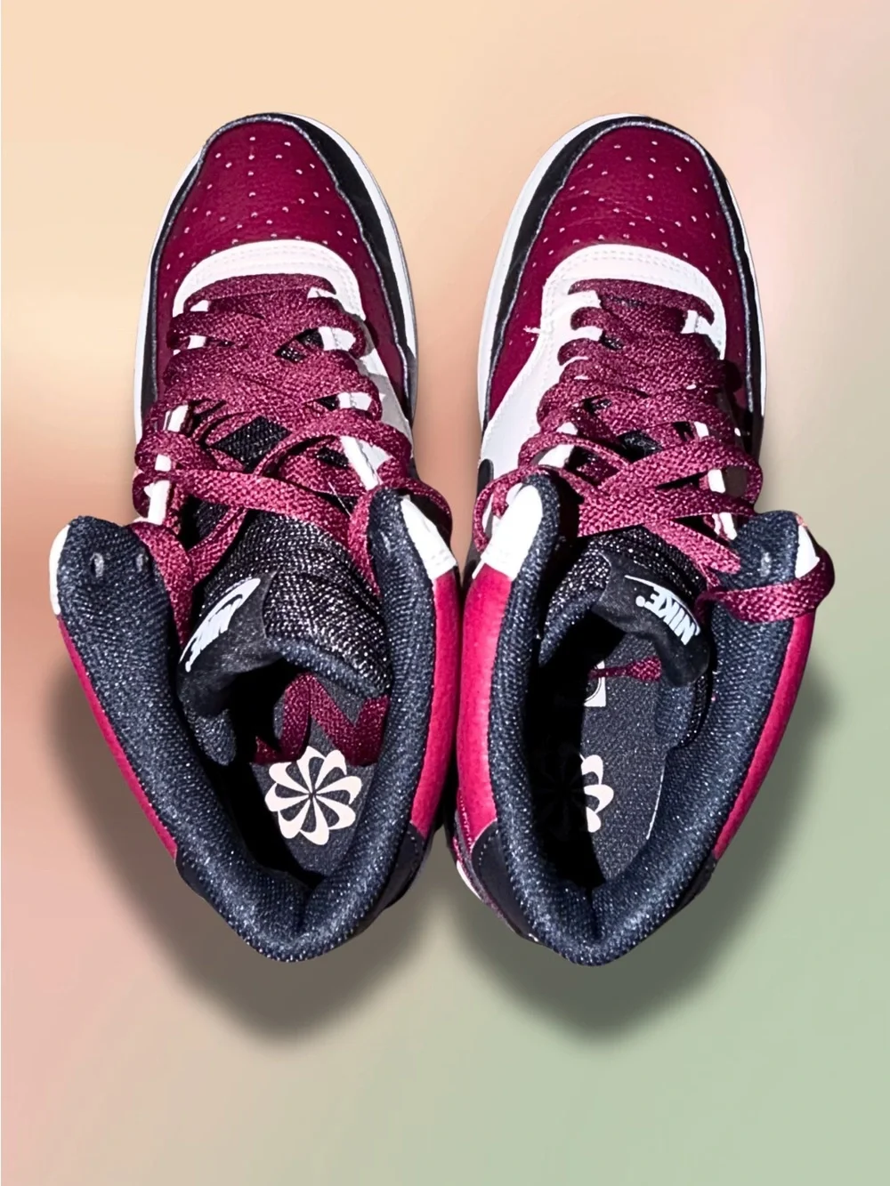 Nike Court Vision Mid Burgundy Black White High Top Sneakers Men’s 8.5